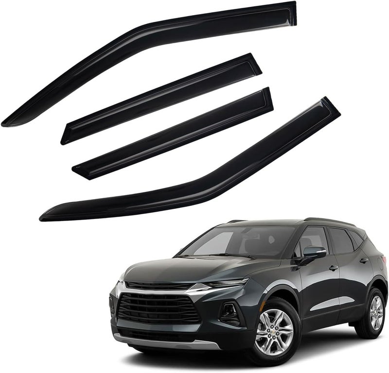 PLDDE Rain Guards Compatible with 2019-2025 Chevy Blazer, Front+Rear Smoke Tint Tape-On Side Window Visor Wind Deflector Vent Visors Car Accessories 4pcs - Image 1